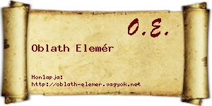 Oblath Elemér névjegykártya